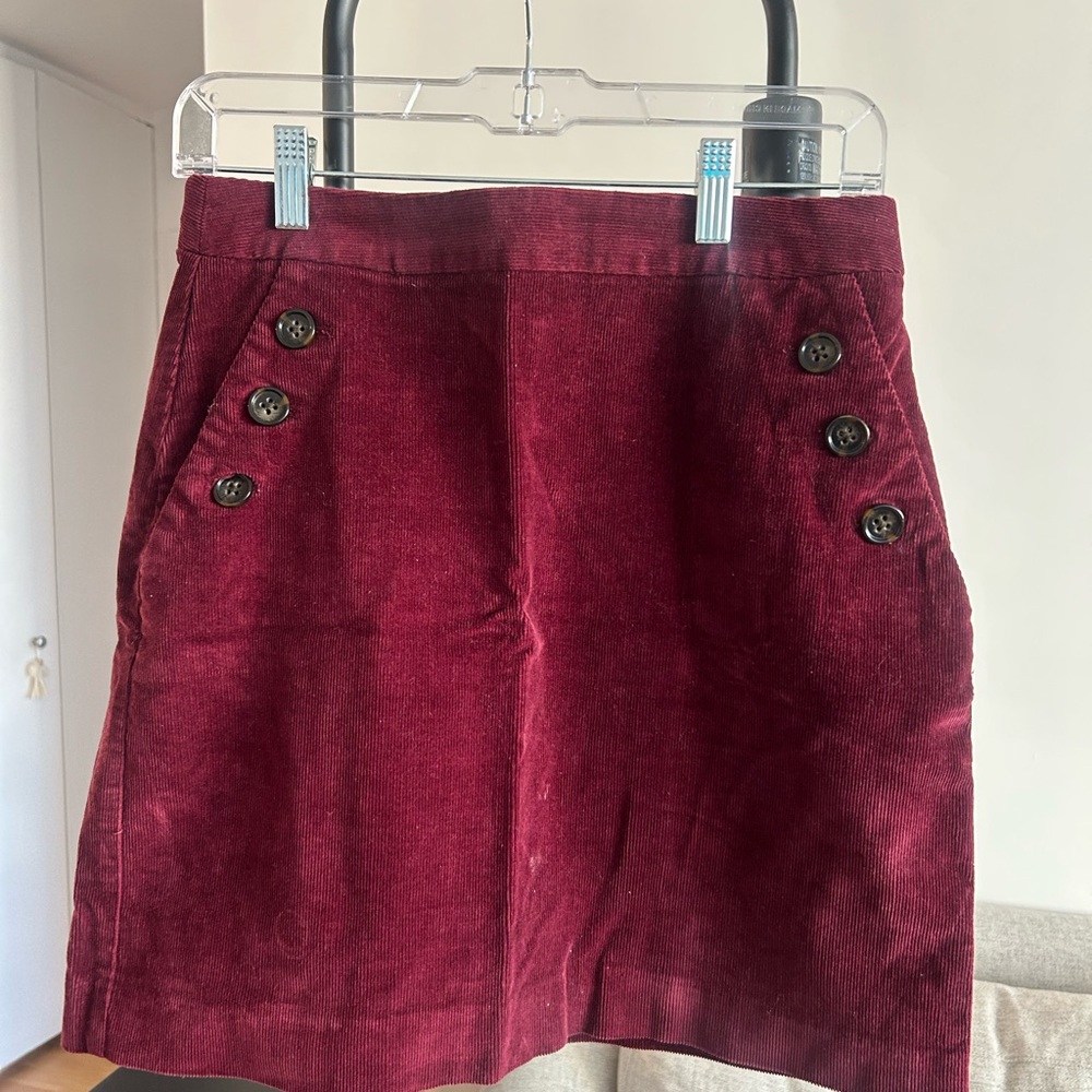 Wine corduroy skirt
